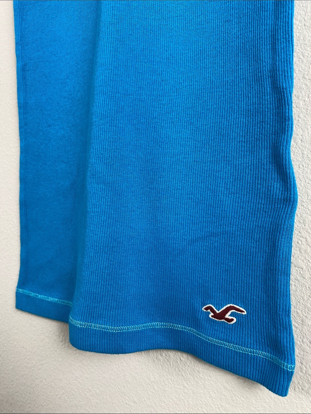 Hollister Lace Embroidered Ribbed Camisole/Tank Top | Aqua Blue - Picture 10 of 14